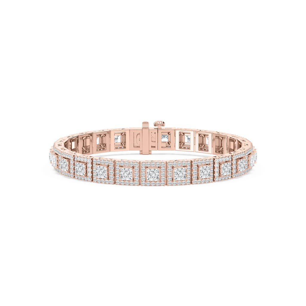 9 ⅞ ctw Round and Princess LGD Halo Tennis Bracelet - 7 Inches