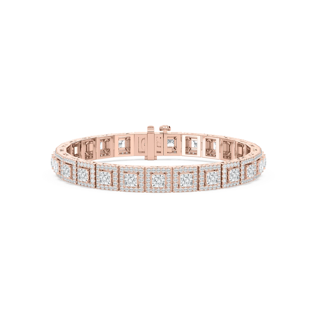 9 ⅞ ctw Round and Princess LGD Halo Tennis Bracelet - 7 Inches
