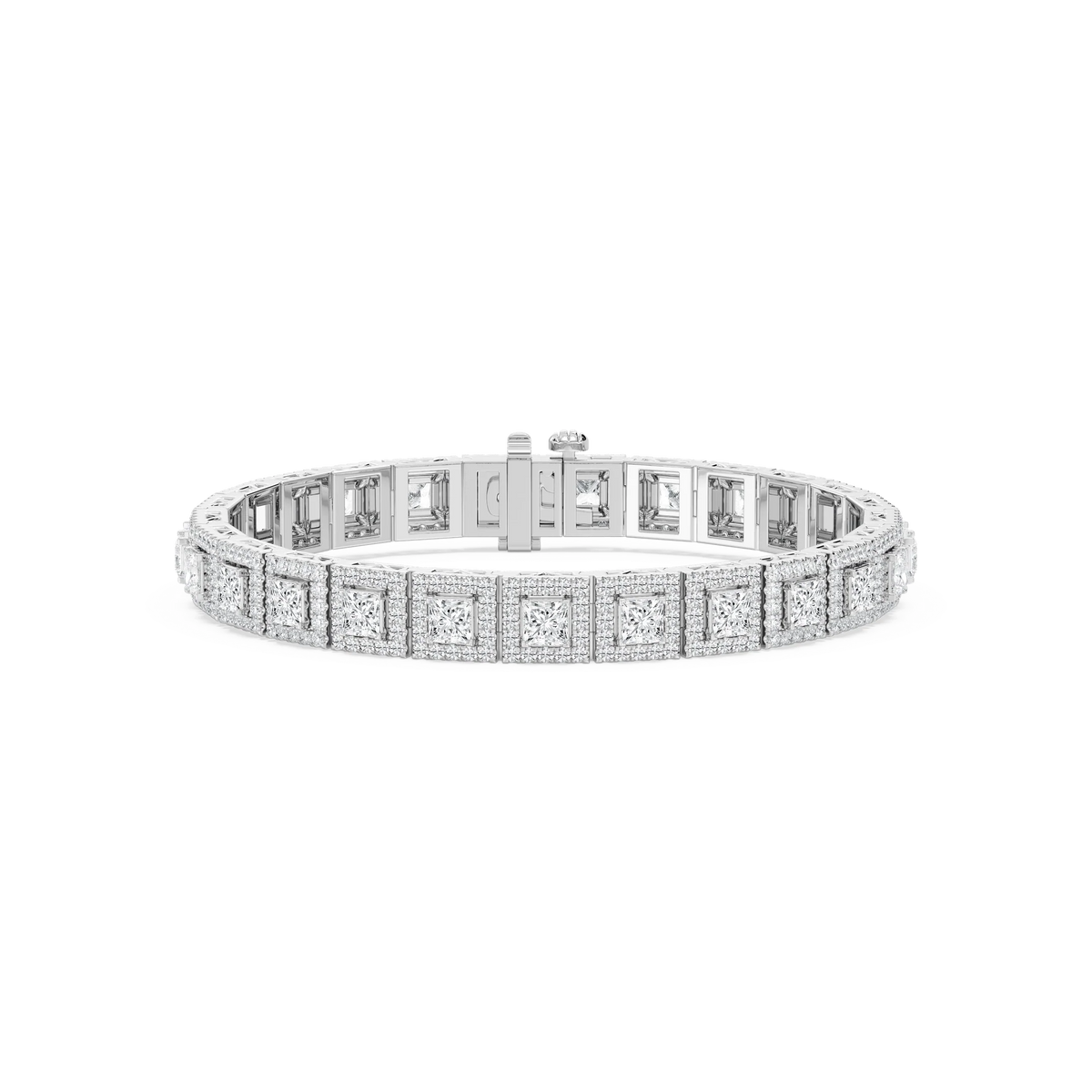 9 ⅞ ctw Round and Princess LGD Halo Tennis Bracelet - 7 Inches
