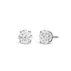 Classic Round Diamond Four Prong Stud Earrings - 14K White Gold image