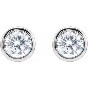 Solitaire Bezel-Set Stud Earrings