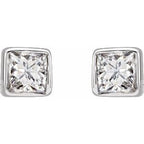 Square Bezel-Set Stud Earrings