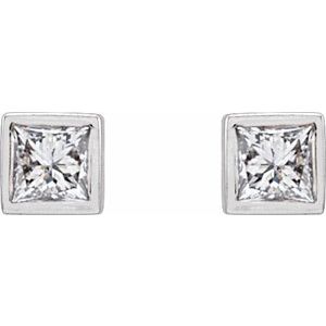 Square Bezel-Set Stud Earrings