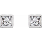 Square Bezel-Set Stud Earrings