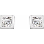 Square Bezel-Set Stud Earrings
