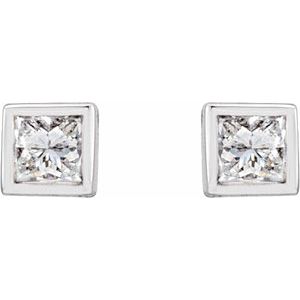Square Bezel-Set Stud Earrings
