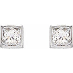 Square Bezel-Set Stud Earrings