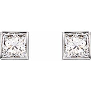 Square Bezel-Set Stud Earrings