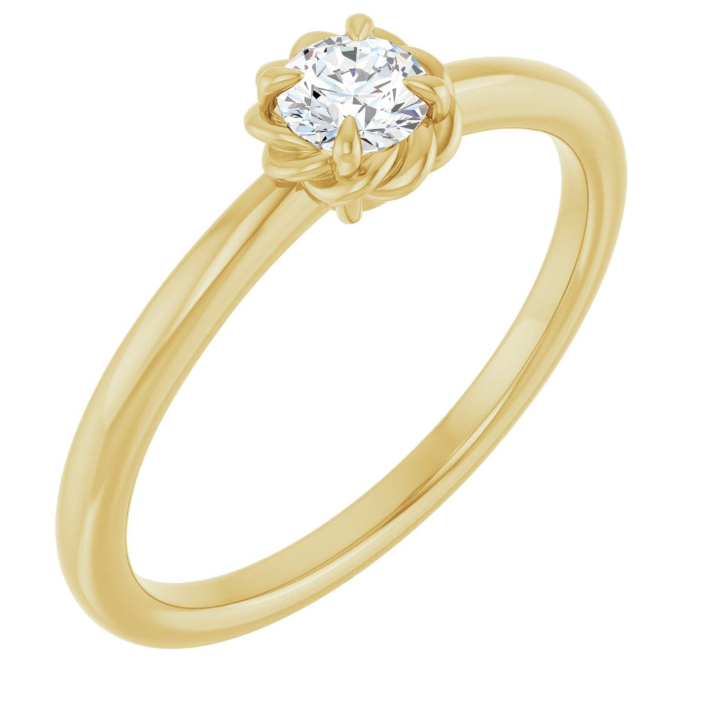 Claw-Prong Rope Solitaire Ring
