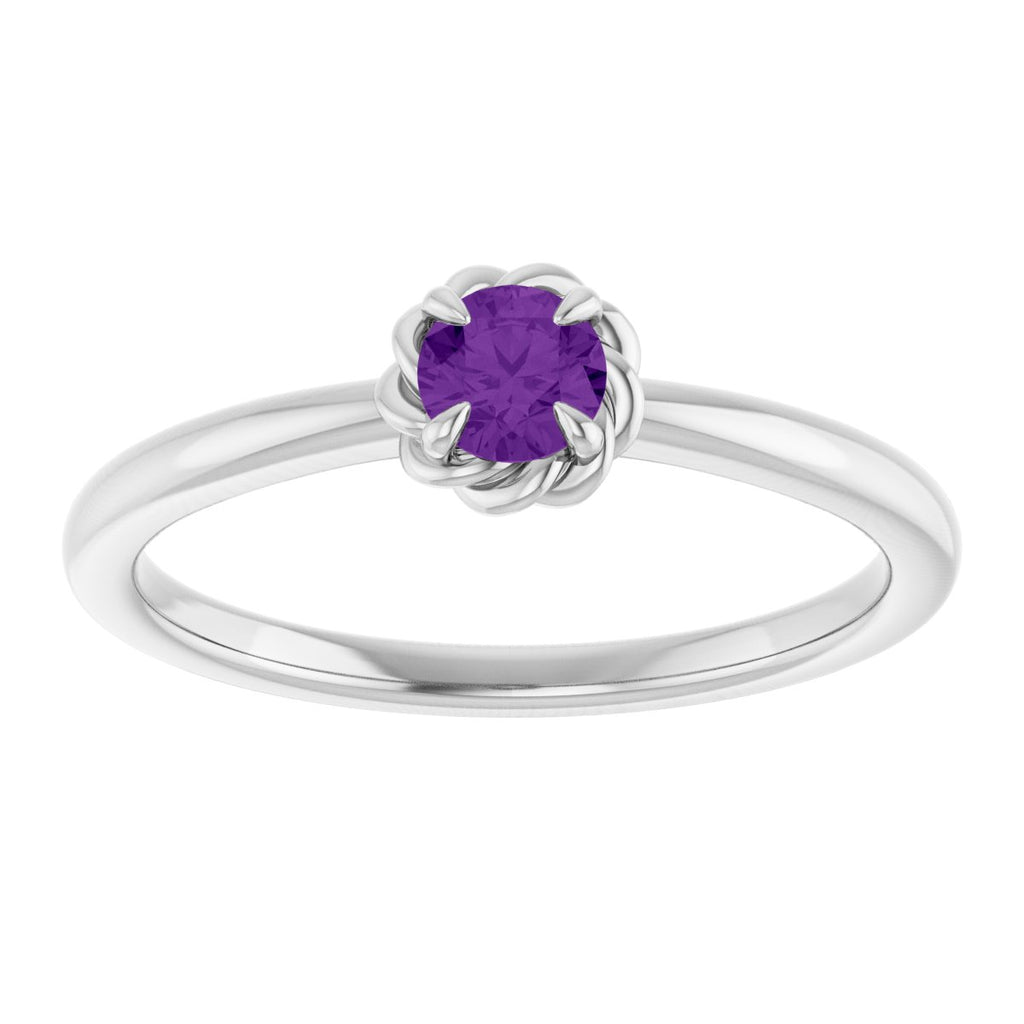 Claw-Prong Rope Solitaire Ring