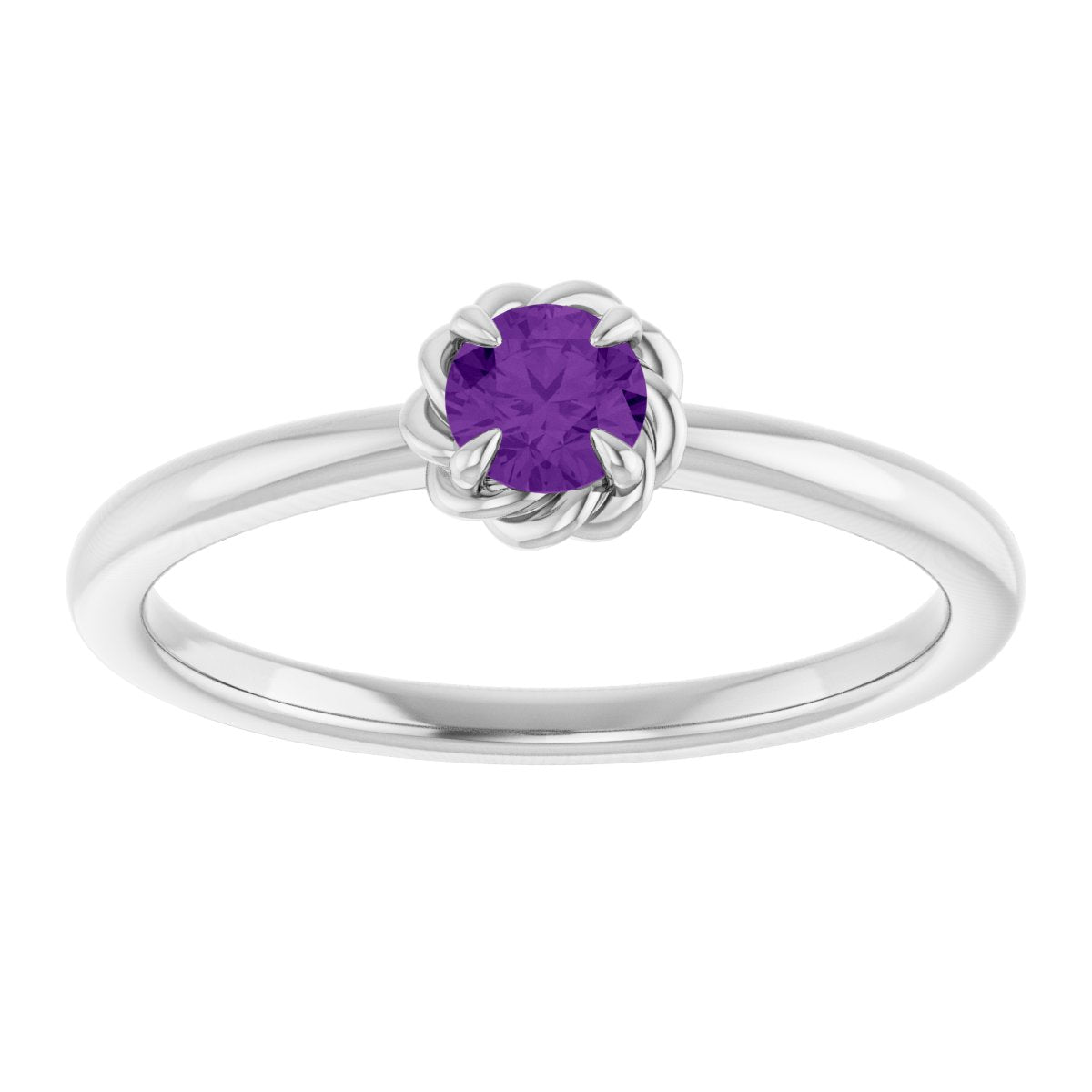 Claw-Prong Rope Solitaire Ring