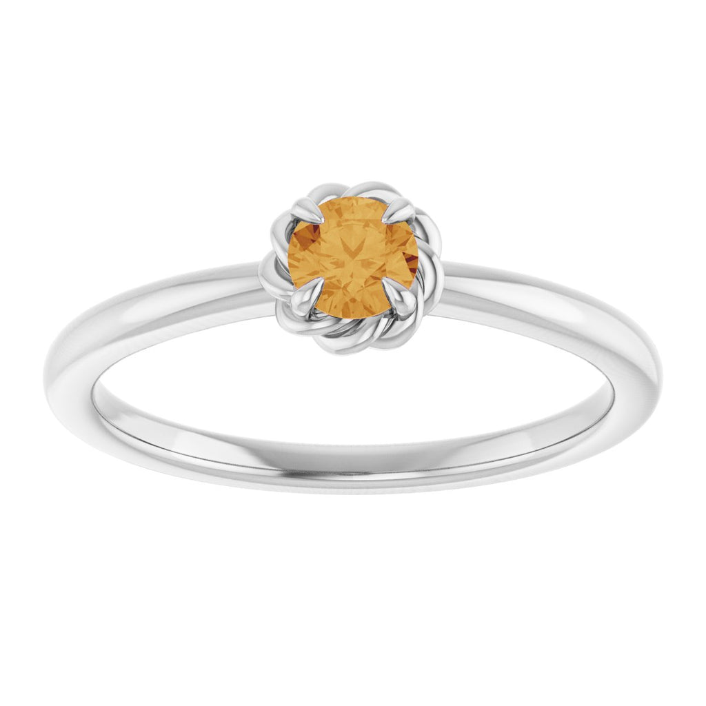 Claw-Prong Rope Solitaire Ring