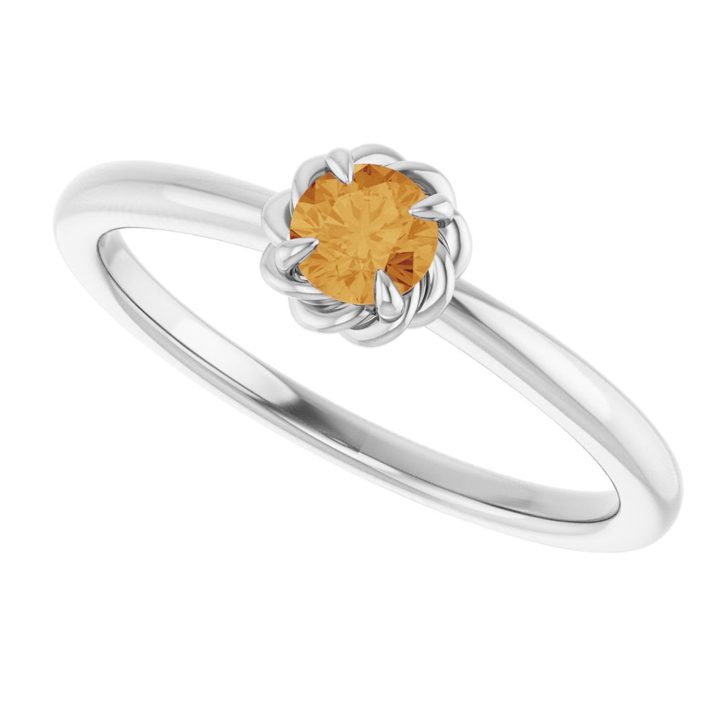 Claw-Prong Rope Solitaire Ring