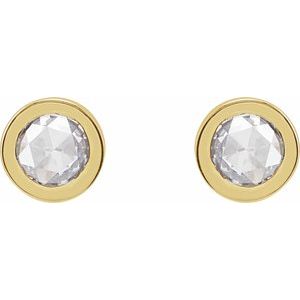 Round Bezel-Set Rose-Cut Stud Earrings