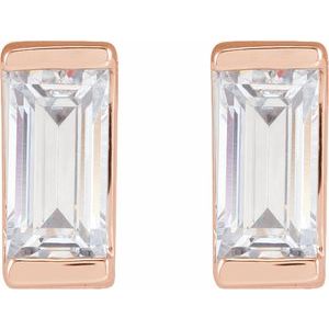 Straight Baguette Bezel-Set Stud Earrings