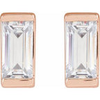 Straight Baguette Bezel-Set Stud Earrings