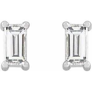 Straight Baguette 4-Prong Stud Earrings
