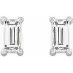Straight Baguette 4-Prong Stud Earrings