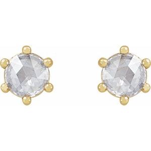 Round 6-Prong Rose-Cut Stud Earrings