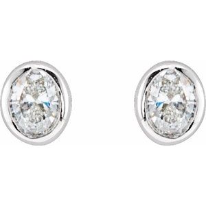 Oval Bezel-Set Stud Earrings