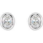 Oval Bezel-Set Stud Earrings