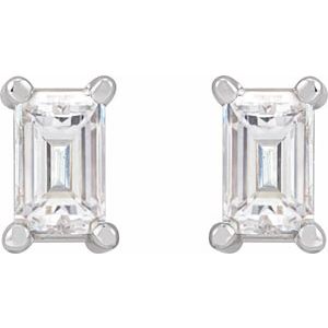 Straight Baguette 4-Prong Stud Earrings