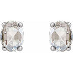 Oval 4-Prong Rose-Cut Stud Earrings