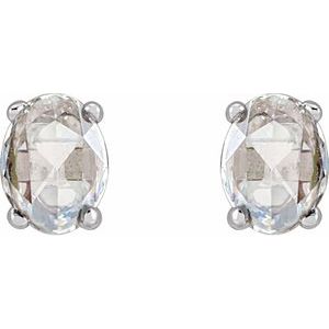 Oval 4-Prong Rose-Cut Stud Earrings