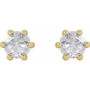 Round 6-Prong Rose-Cut Stud Earrings