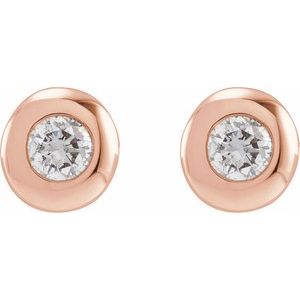 Round Bezel-Set Stud Earrings