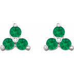 Three-Stone Cluster Earrings