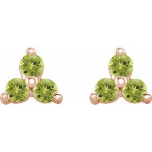 Three-Stone Cluster Earrings