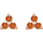 Three-Stone Cluster Earrings