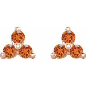 Three-Stone Cluster Earrings