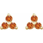 Three-Stone Cluster Earrings