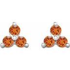 Three-Stone Cluster Earrings