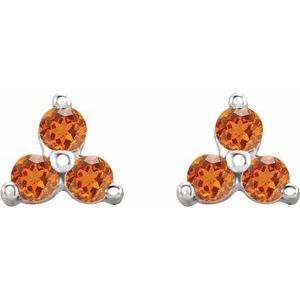 Three-Stone Cluster Earrings