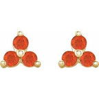Three-Stone Cluster Earrings