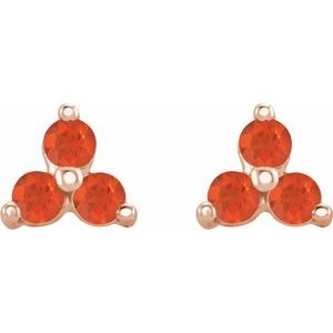 Three-Stone Cluster Earrings