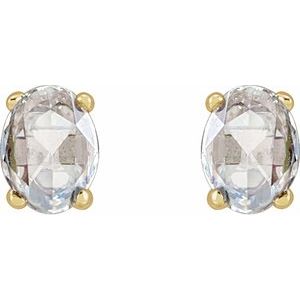 Oval 4-Prong Rose-Cut Stud Earrings