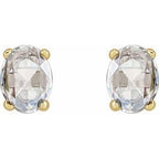 Oval 4-Prong Rose-Cut Stud Earrings