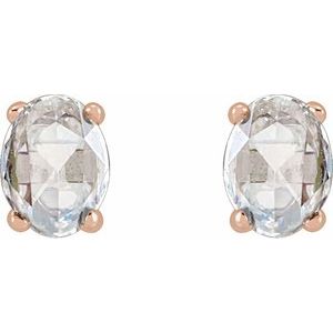 Oval 4-Prong Rose-Cut Stud Earrings