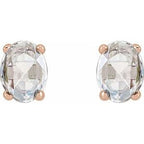 Oval 4-Prong Rose-Cut Stud Earrings