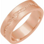 Nugget Pattern Inlay Flat Band with Satin Finish
