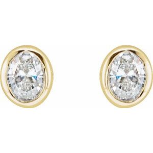 Oval Bezel-Set Stud Earrings