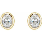 Oval Bezel-Set Stud Earrings