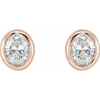 Oval Bezel-Set Stud Earrings