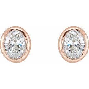 Oval Bezel-Set Stud Earrings