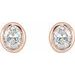 Oval Bezel-Set Stud Earrings