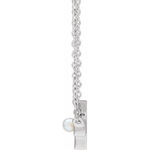 Pearl Sideways Cross Necklace or Center